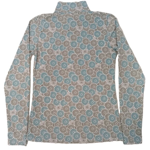 Women's T-shirt Long Sleeve Floral Colorful Stretchy Half Zip Mock Neck Size 4 - Picture 5 of 5